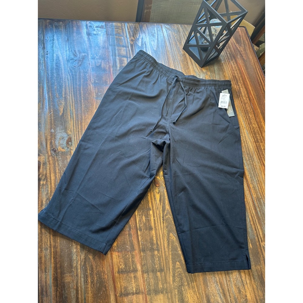 Hasting & Smith Petites Black Monochrome Cropped Pull On Pants Woman's PXL NWT